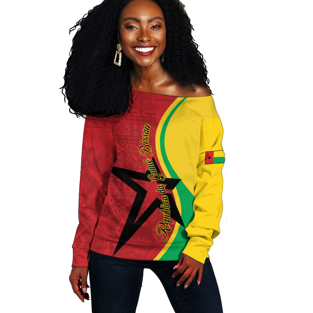 Personalized Guinea-Bissau Off Shoulder Sweater Happy Independence Day
