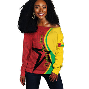 Personalized Guinea-Bissau Off Shoulder Sweater Happy Independence Day