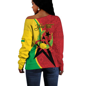 Personalized Guinea-Bissau Off Shoulder Sweater Happy Independence Day