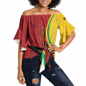 Personalized Guinea-Bissau Off Shoulder Wrap Waist Top Happy Independence Day