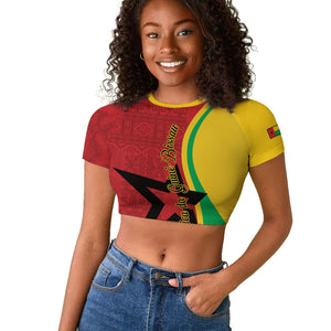 Personalized Guinea-Bissau Raglan Cropped T shirt Happy Independence Day