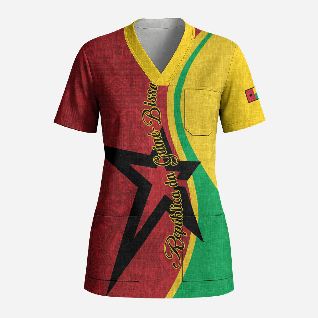 Personalized Guinea-Bissau Scrub Top Happy Independence Day