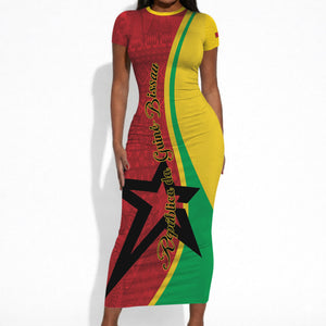Personalized Guinea-Bissau Short Sleeve Bodycon Dress Happy Independence Day