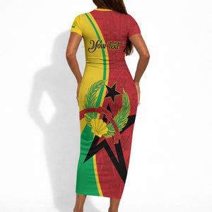 Personalized Guinea-Bissau Short Sleeve Bodycon Dress Happy Independence Day