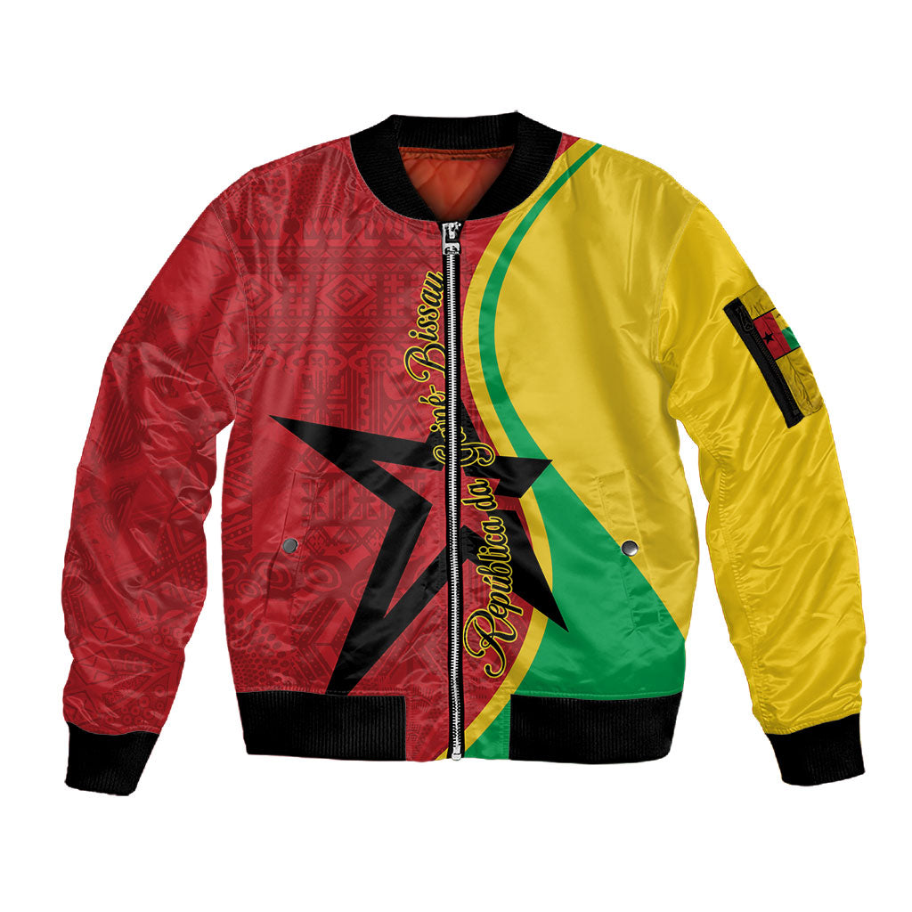 Personalized Guinea-Bissau Sleeve Zip Bomber Jacket Happy Independence Day