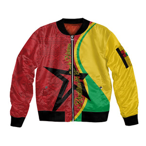 Personalized Guinea-Bissau Sleeve Zip Bomber Jacket Happy Independence Day