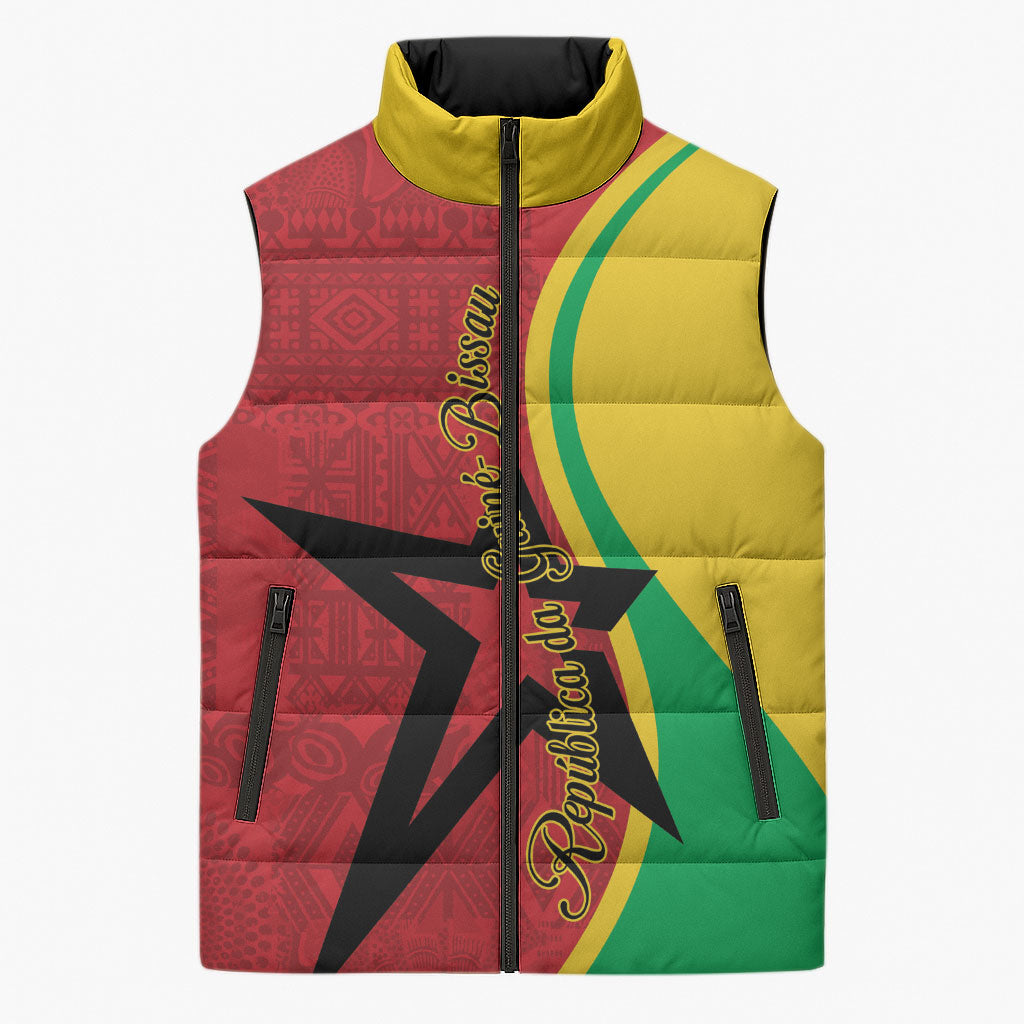 Personalized Guinea-Bissau Sleeveless Puffer Jacket Happy Independence Day
