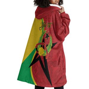 Personalized Guinea-Bissau Wearable Blanket Hoodie Happy Independence Day