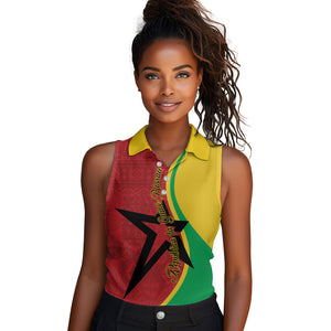 Personalized Guinea-Bissau Women Sleeveless Polo Shirt Happy Independence Day