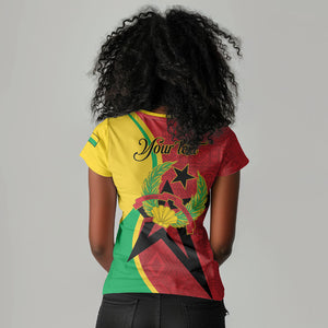 Personalized Guinea-Bissau Women V-Neck T-Shirt Happy Independence Day