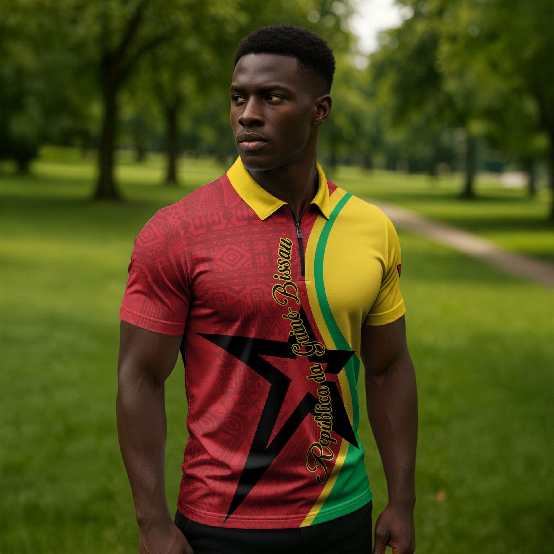 Personalized Guinea-Bissau Zipper Polo Shirt Happy Independence Day