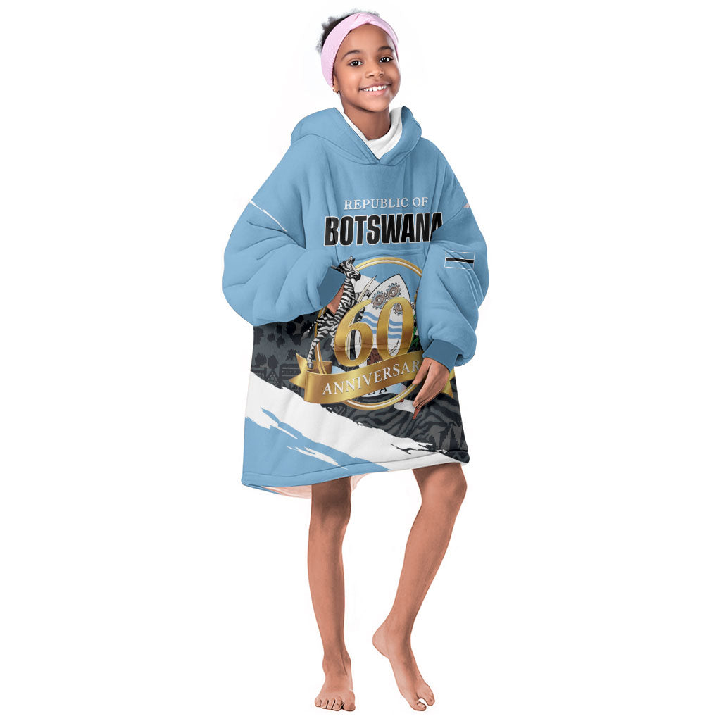 Personalized Botswana 2026 Kid Wearable Blanket Hoodie 60th Anniversary