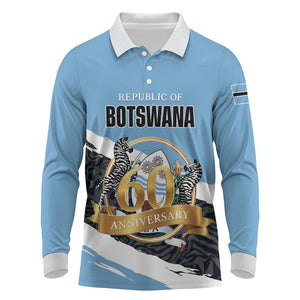 Personalized Botswana 2026 Long Sleeve Polo Shirt 60th Anniversary