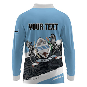 Personalized Botswana 2026 Long Sleeve Polo Shirt 60th Anniversary