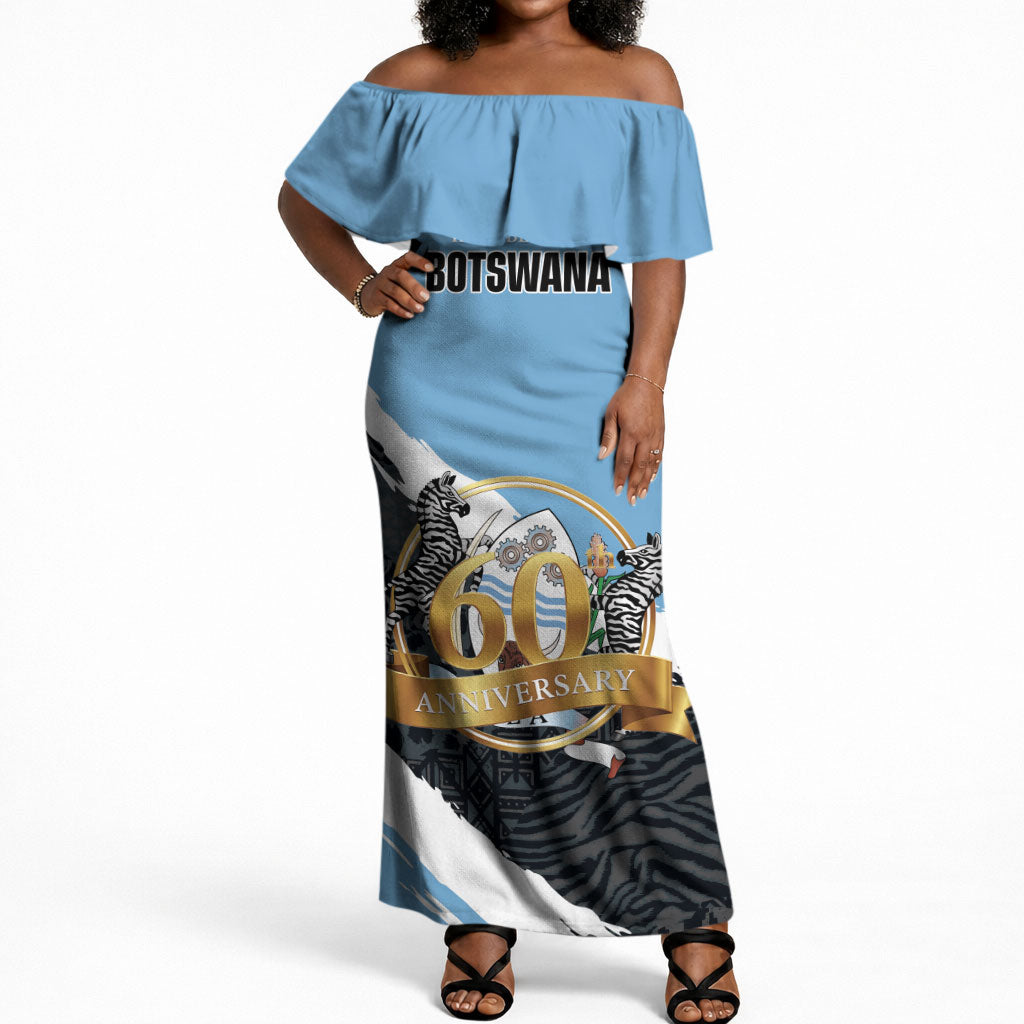 Personalized Botswana 2026 Off Shoulder Maxi Dress 60th Anniversary