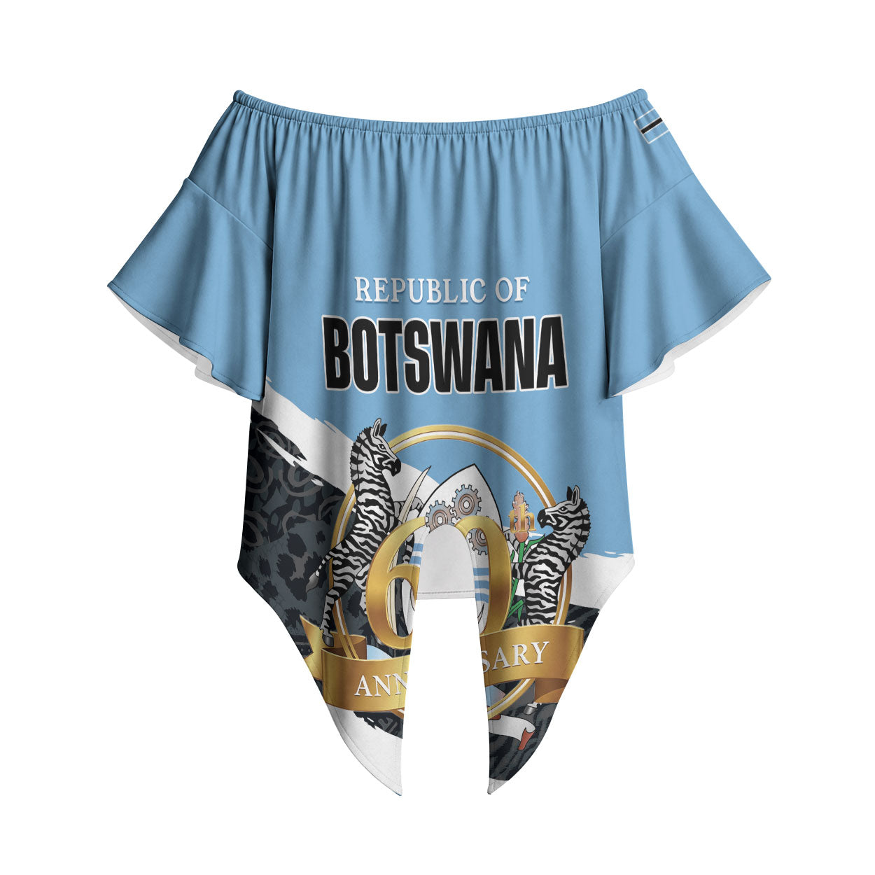 Personalized Botswana 2026 Off Shoulder Wrap Waist Top 60th Anniversary