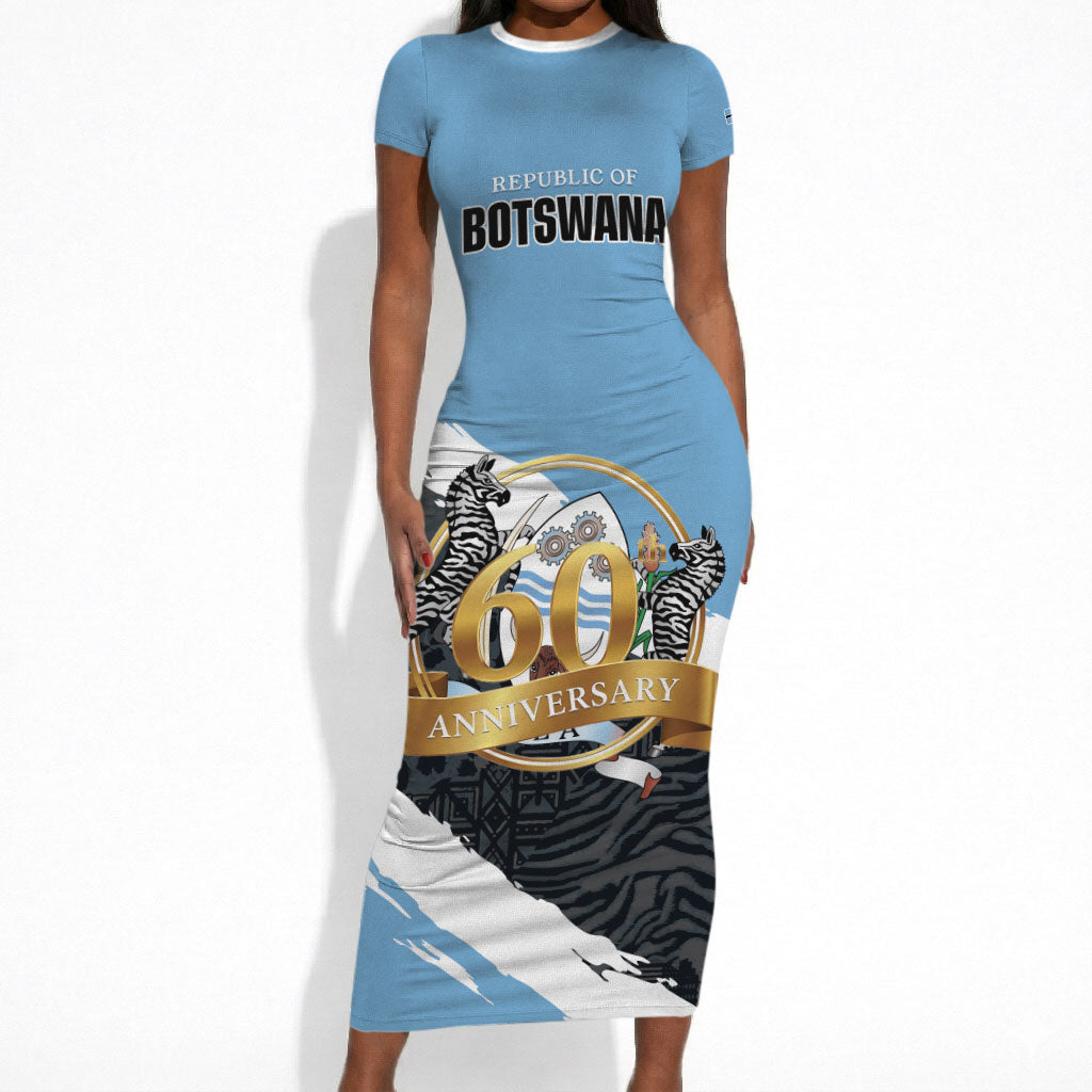 Personalized Botswana 2026 Short Sleeve Bodycon Dress 60th Anniversary