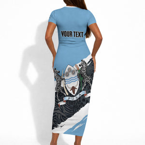 Personalized Botswana 2026 Short Sleeve Bodycon Dress 60th Anniversary