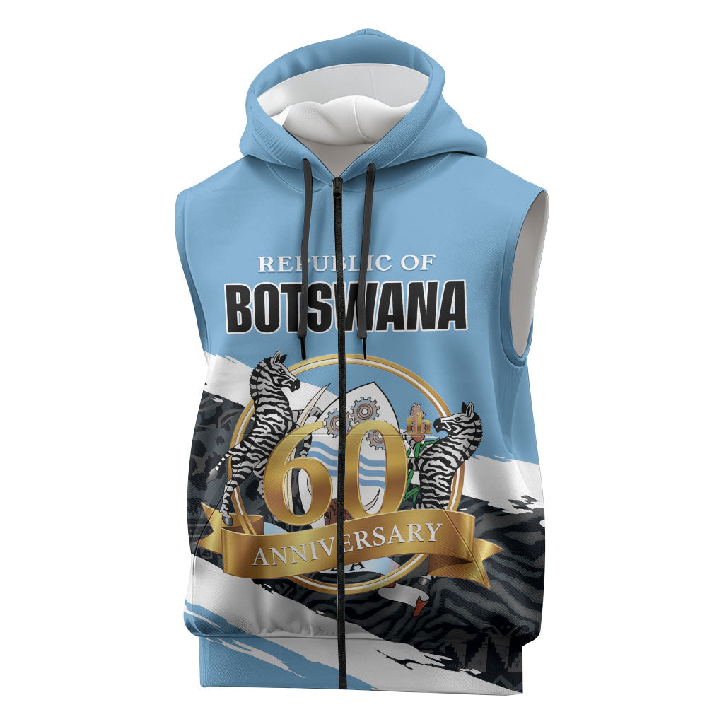 Personalized Botswana 2026 Sleeveless Zip Hoodie 60th Anniversary
