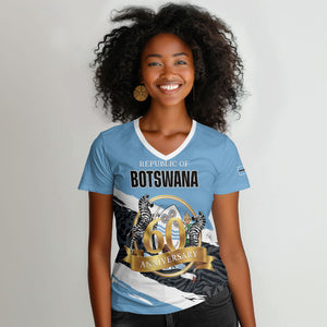 Personalized Botswana 2026 Women V-Neck T-Shirt 60th Anniversary
