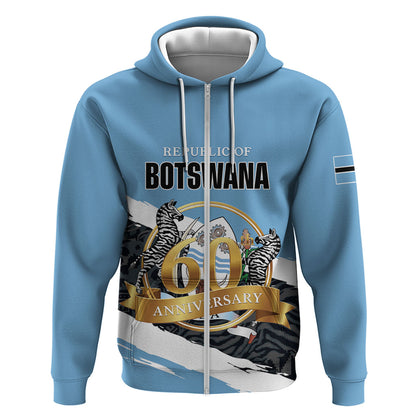 Personalized Botswana 2026 Zip Hoodie 60th Anniversary