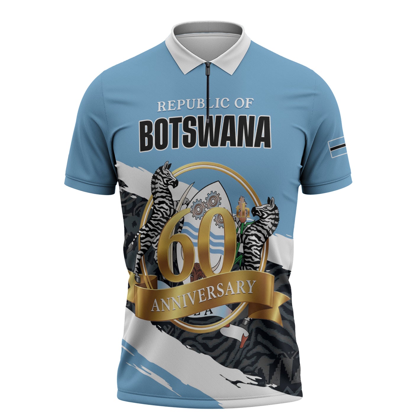 Personalized Botswana 2026 Zipper Polo Shirt 60th Anniversary