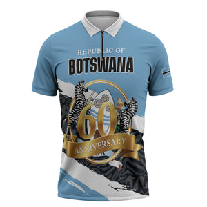 Personalized Botswana 2026 Zipper Polo Shirt 60th Anniversary