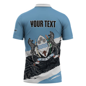 Personalized Botswana 2026 Zipper Polo Shirt 60th Anniversary