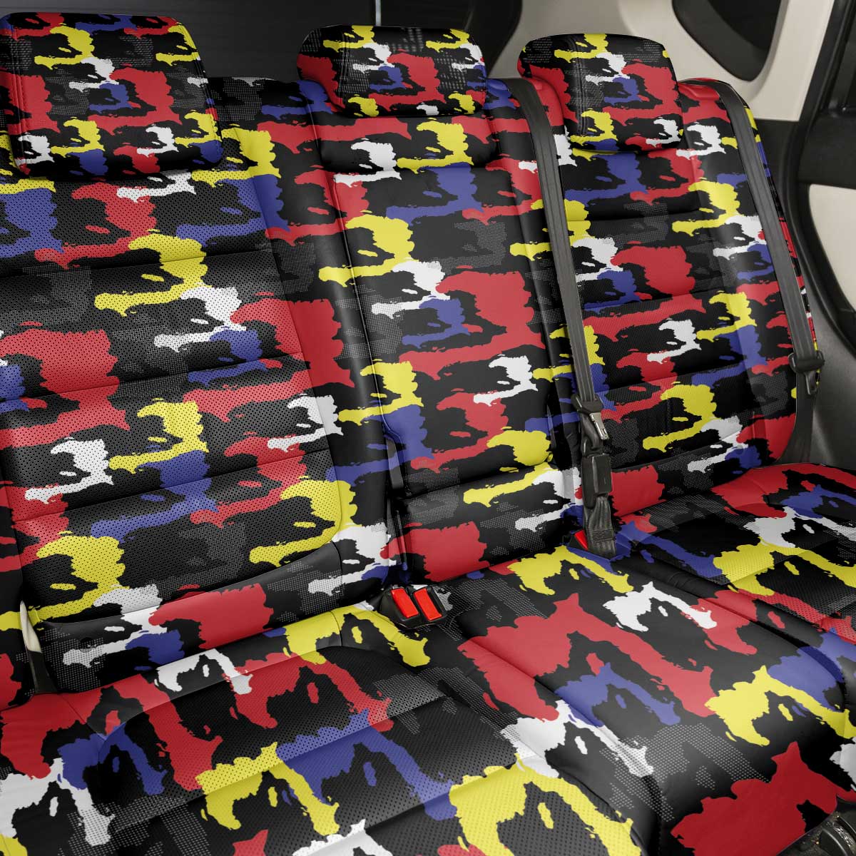 Haiti Map Camouflage Colorful Back Car Seat Cover - African Pride