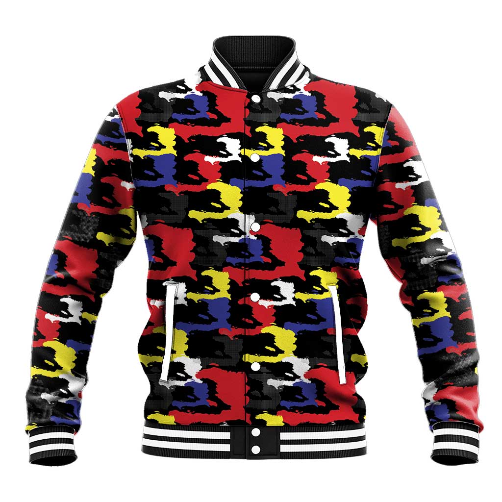 Haiti Map Camouflage Colorful Baseball Jacket - African Pride