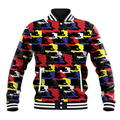 Haiti Map Camouflage Colorful Baseball Jacket - African Pride
