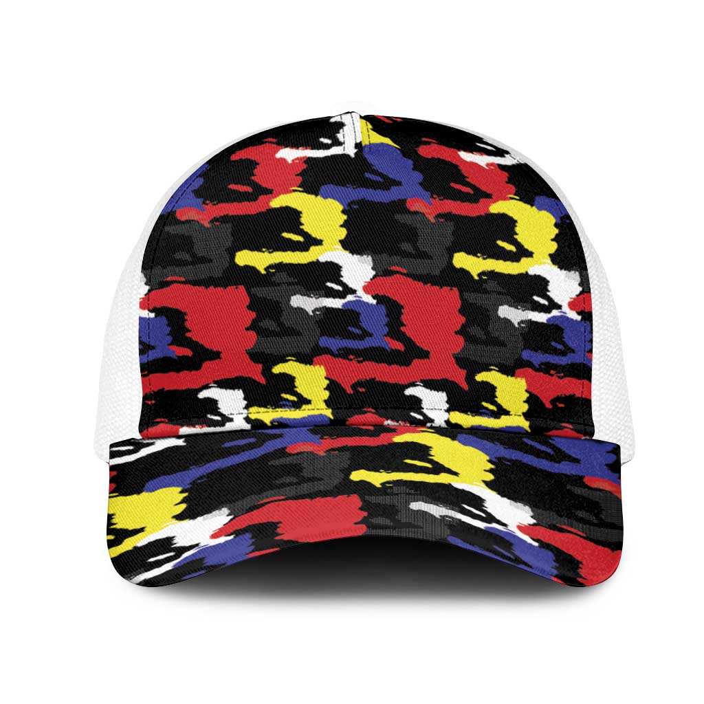 Haiti Map Camouflage Colorful Baseball Net Cap - African Pride