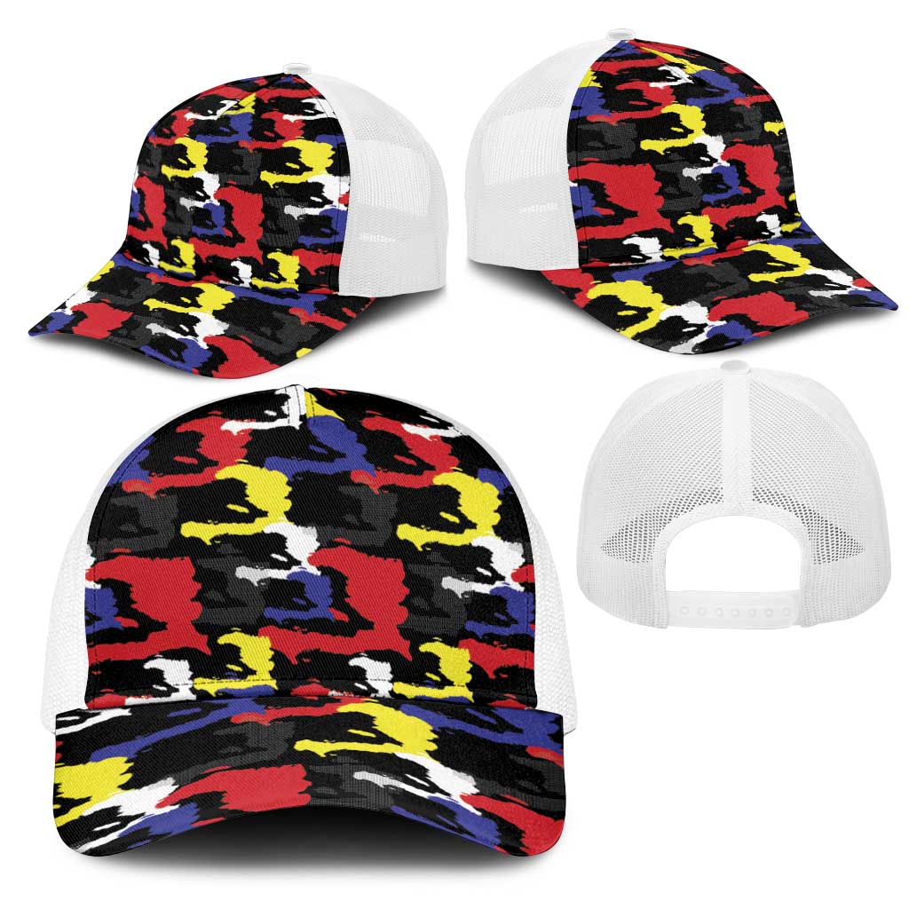 Haiti Map Camouflage Colorful Baseball Net Cap - African Pride