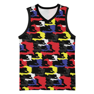 Haiti Map Camouflage Colorful Basketball Jersey - African Pride