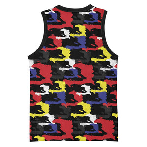 Haiti Map Camouflage Colorful Basketball Jersey - African Pride