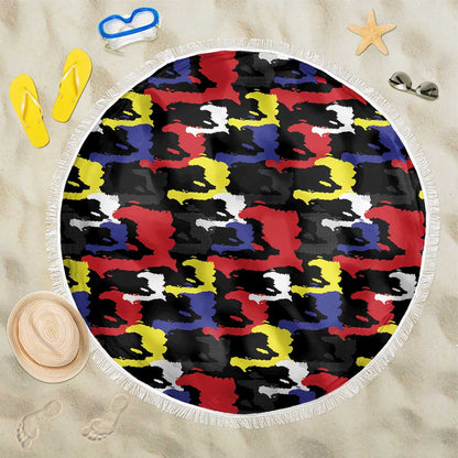 Haiti Map Camouflage Colorful Beach Blanket - African Pride