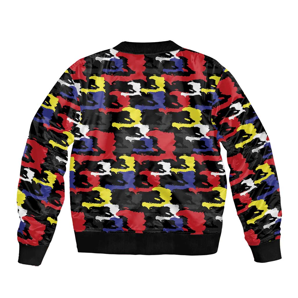 Haiti Map Camouflage Colorful Bomber Jacket - African Pride