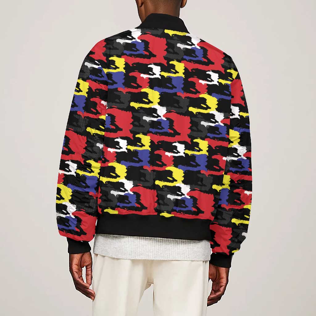 Haiti Map Camouflage Colorful Bomber Jacket - African Pride