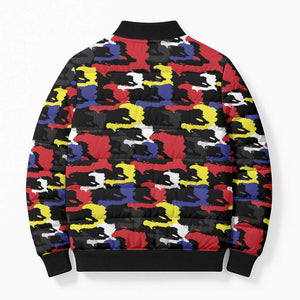 Haiti Map Camouflage Colorful Bomber Puffer Jacket - African Pride