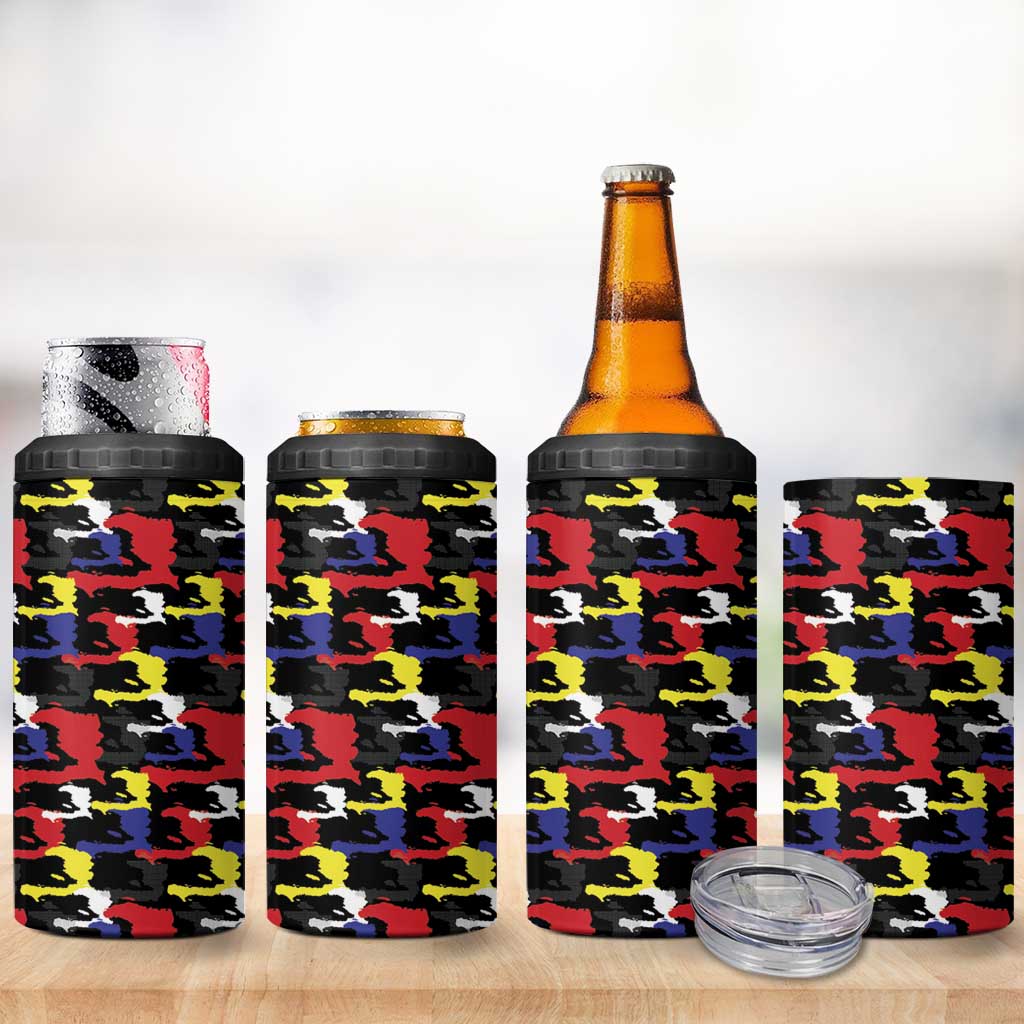 Haiti Map Camouflage Colorful 4 in 1 Can Cooler Tumbler - African Pride