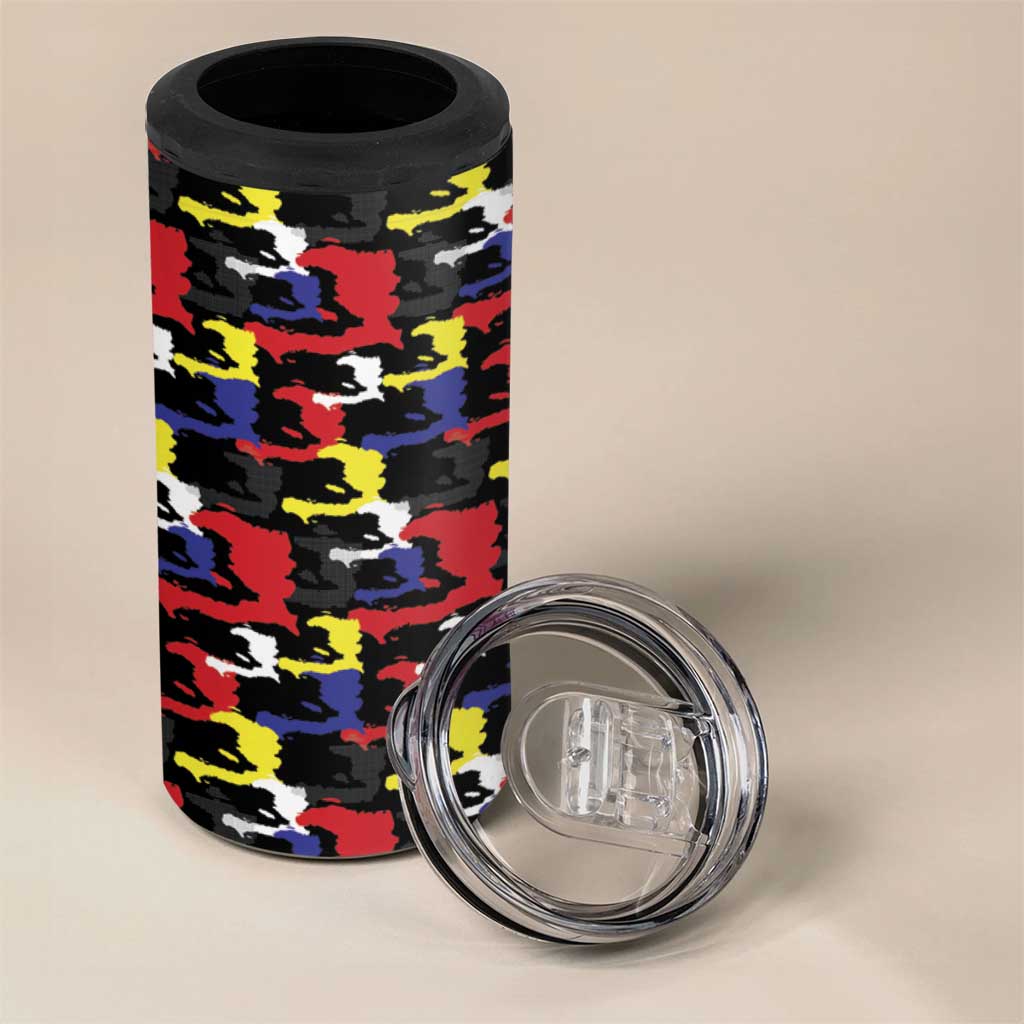 Haiti Map Camouflage Colorful 4 in 1 Can Cooler Tumbler - African Pride