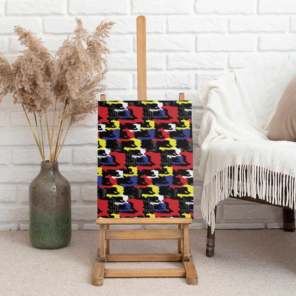 Haiti Map Camouflage Colorful Canvas Wall Art - African Pride