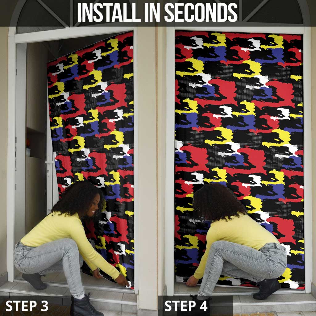 Haiti Map Camouflage Colorful Door Cover - African Pride