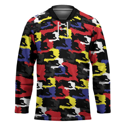 Haiti Map Camouflage Colorful Hockey Jersey - African Pride