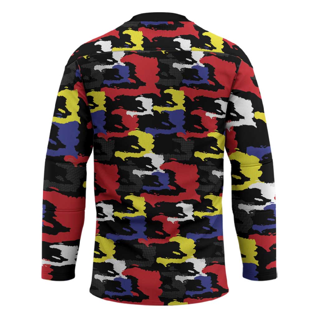 Haiti Map Camouflage Colorful Hockey Jersey - African Pride