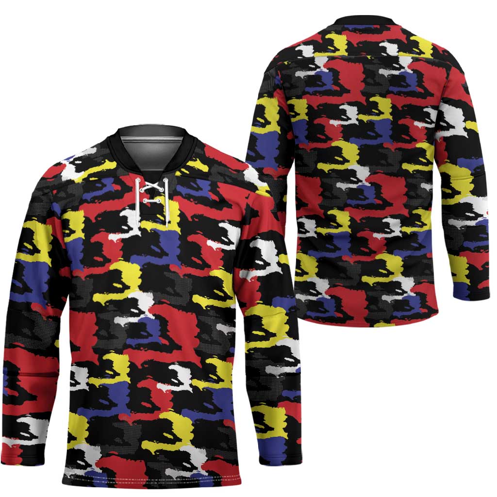 Haiti Map Camouflage Colorful Hockey Jersey - African Pride