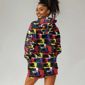 Haiti Map Camouflage Colorful Hoodie Dress - African Pride