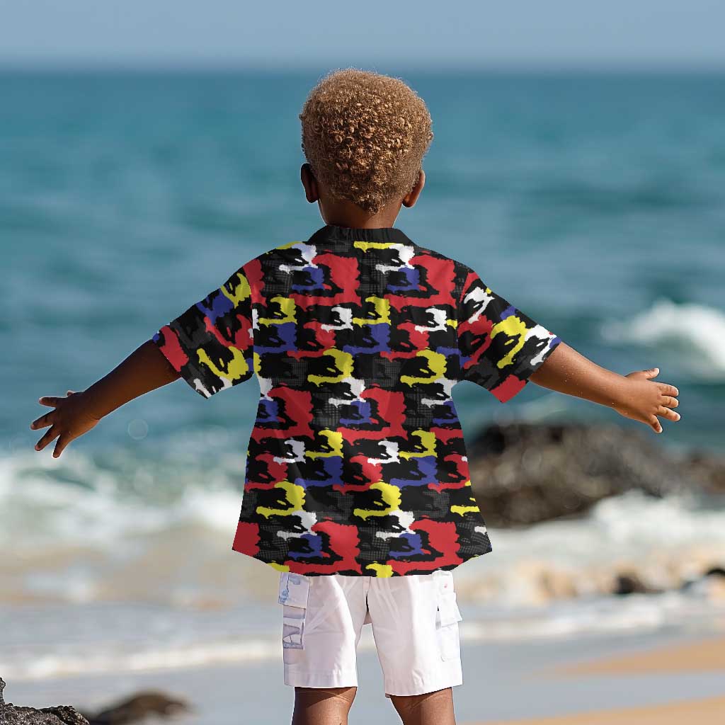 Haiti Map Camouflage Colorful Kid Hawaiian Shirt - African Pride