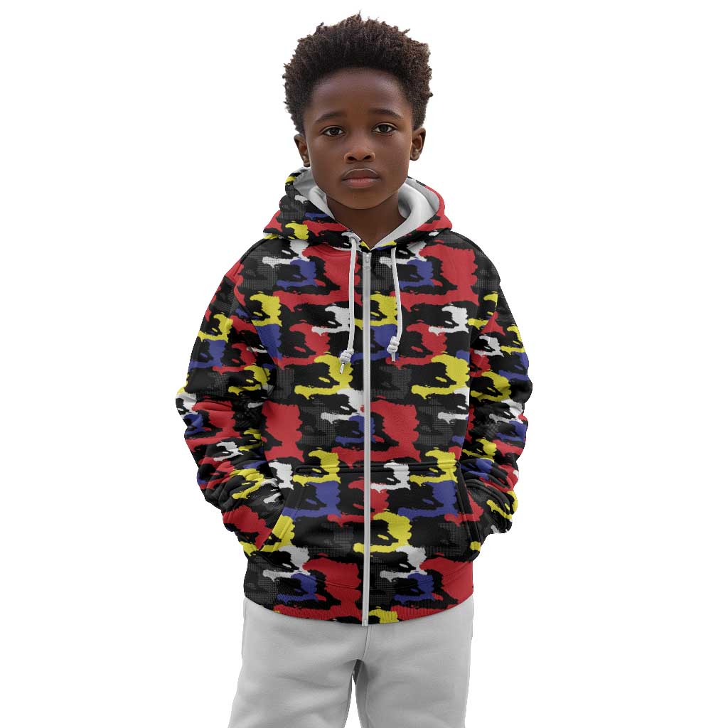 Haiti Map Camouflage Colorful Kid Hoodie - African Pride