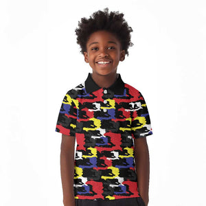 Haiti Map Camouflage Colorful Kid Polo Shirt - African Pride